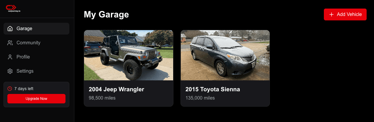 Vehicle garage preview showing multiple cars Vehicle garage preview showing multiple cars